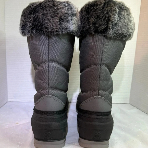 Kamik Momentum Black II Pull On Rounded Toe Waterproof Fur Trim Ankle Snow Boots - Picture 6 of 12